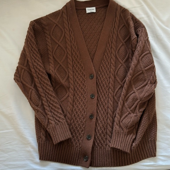 Sunday Best Sweaters - Sunday Best Aritzia Brown Cable Knit Cardigan Sweater